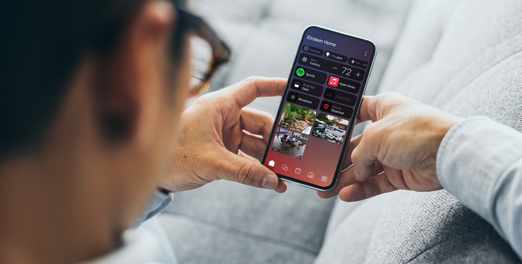 Control4 X4 personalized whole-home dashboard shown on a phone