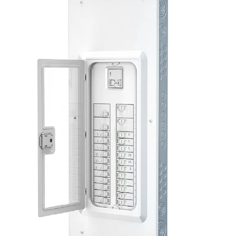 Modern white Leviton Load Center with clean breaker layout