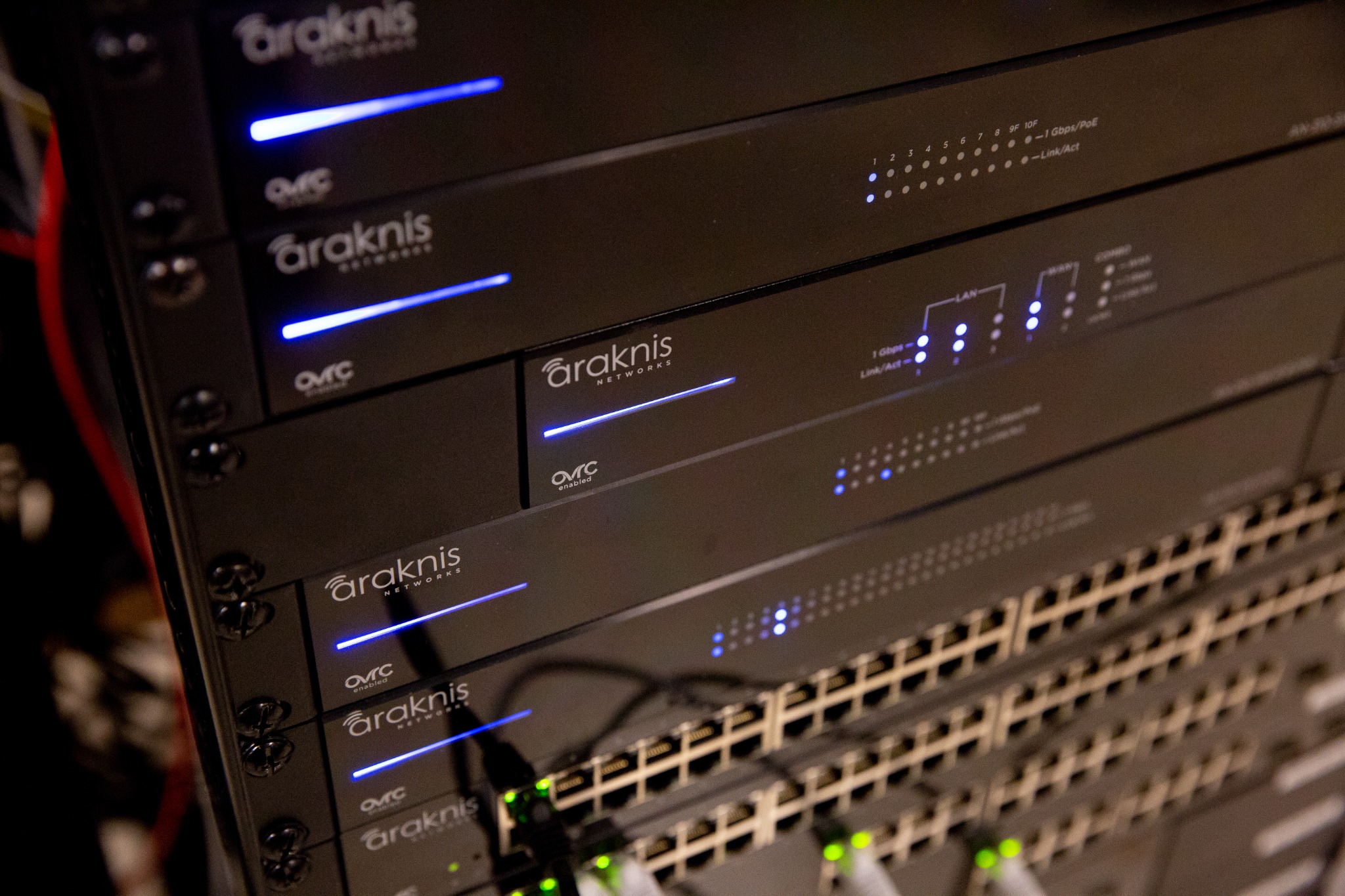 Premium Araknis networking equipment installed in an AVELAT technology rack